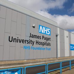 Front of the James Paget Hospital