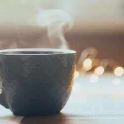 A large cup of hot tea on the table