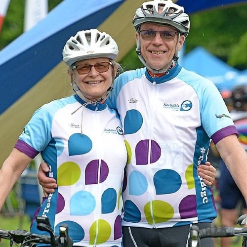 2 fundraisers cycling in the Norwich 100