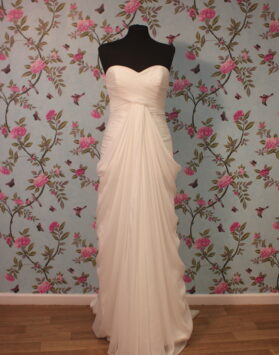 Front of Benjamin Roberts ivory strapless dress
