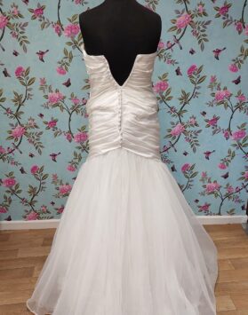 Back of Morilee mermaid dress, with a sweetheart neckline